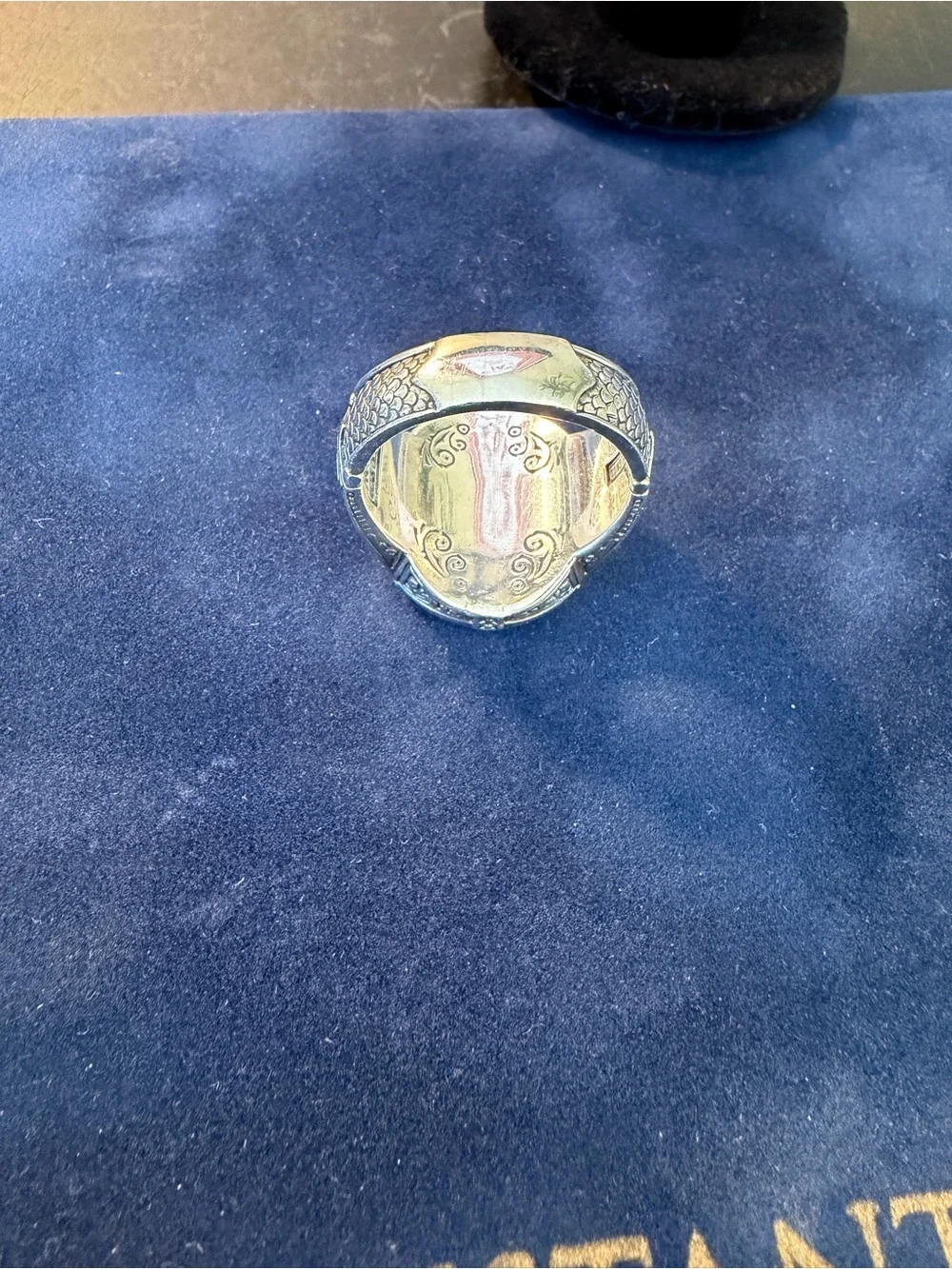 Konstantino Sparta Men's Ring with Deep Blue-Green Stone and Gold Accents